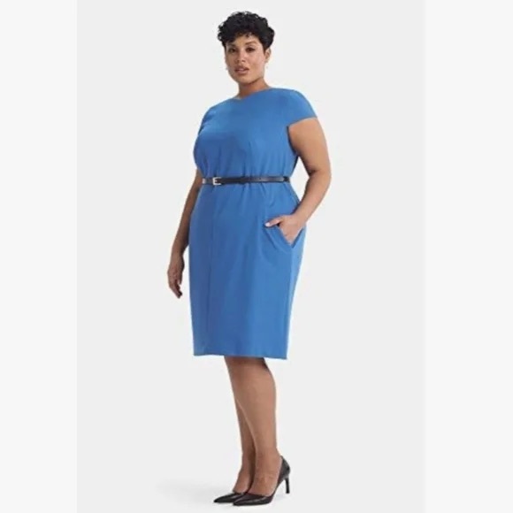MM Lafleur Nissa 2.0 Blue Midi Dress 1X No Belt NWT - Picture 1 of 4